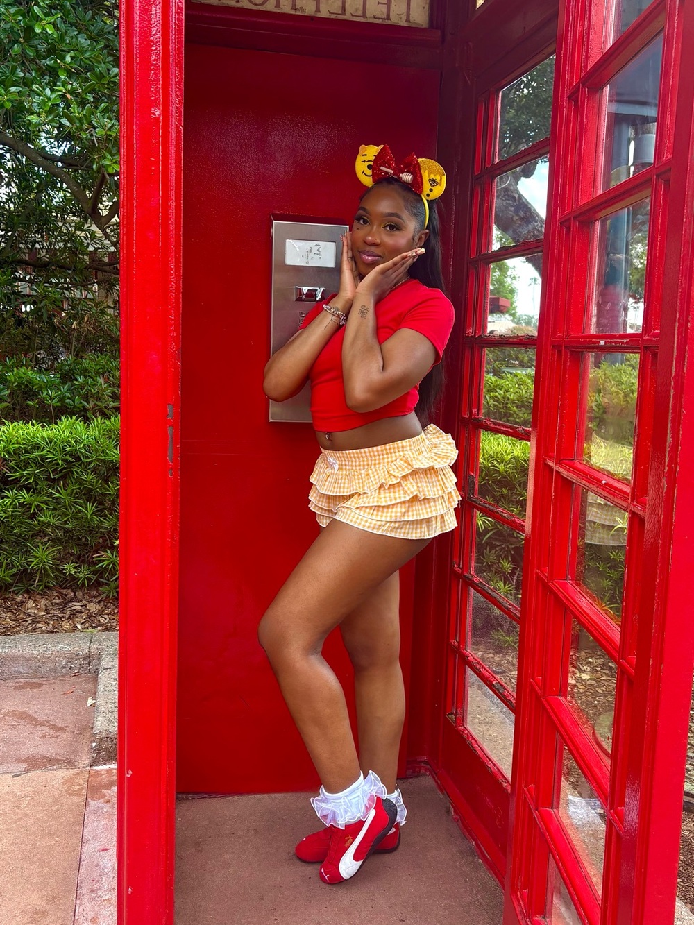 Gingham Ruffle Skort in Yellow – Flirty Tiered Shorts